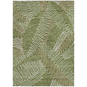 Homeroots 3' Floral Washable Area Rug In Artichoke Green, Brown, And Ivory For Indoor Or Outdoor Use 8' X 10' Polyester 593971