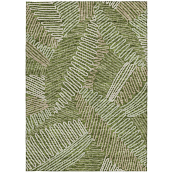 Homeroots 3' Floral Washable Area Rug In Artichoke Green, Brown, And Ivory For Indoor Or Outdoor Use 8' X 10' Polyester 593971