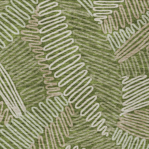 Homeroots 3' Floral Washable Area Rug In Artichoke Green, Brown, And Ivory For Indoor Or Outdoor Use 8' X 10' Polyester 593971