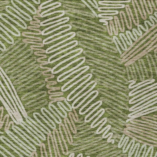 Homeroots 3' Floral Washable Area Rug In Artichoke Green, Brown, And Ivory For Indoor Or Outdoor Use 8' X 10' Polyester 593971