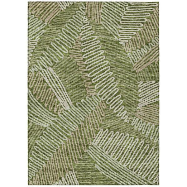 HomeRoots 5' Olive Green Brown Ivory Floral Area Rug – Durable, Washable Design for Indoor and Outdoor Use 10' X 14' 593973