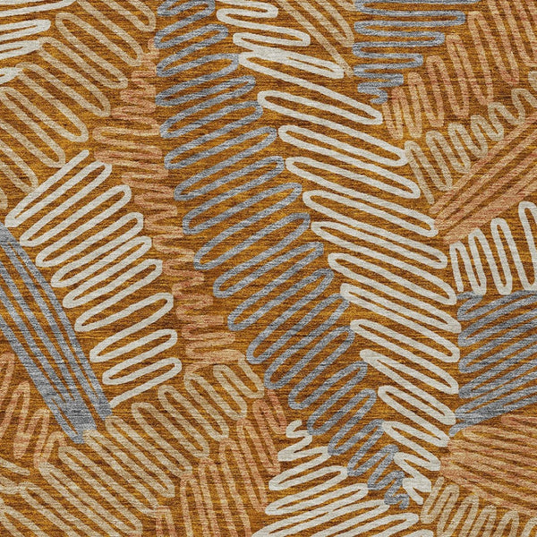 Homeroots 3' Floral Washable Area Rug In Artichoke Green, Brown, And Ivory For Indoor Or Outdoor Use 3' X 5' Polyester 593974