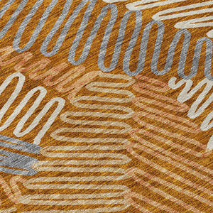 Homeroots 3' Floral Washable Area Rug In Artichoke Green, Brown, And Ivory For Indoor Or Outdoor Use 3' X 5' Polyester 593974