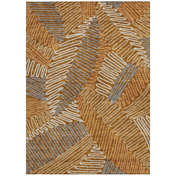 Homeroots 3' Floral Washable Area Rug In Artichoke Green, Brown, And Ivory For Indoor Or Outdoor Use 8' X 10' Polyester 593977