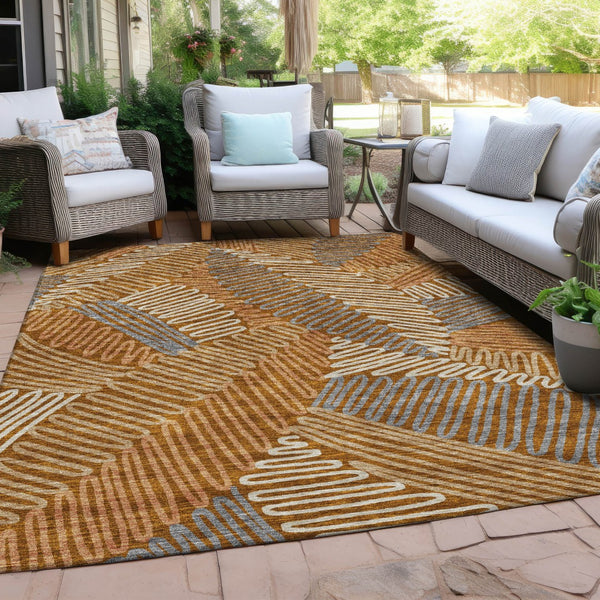 Homeroots 3' Floral Washable Area Rug In Artichoke Green, Brown, And Ivory For Indoor Or Outdoor Use 9' X 12' Polyester 593978