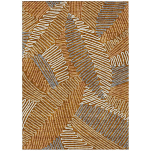 HomeRoots 9' Floral Washable Area Rug in Vibrant Orange, Beige, and Gray for Indoor and Outdoor Spaces 9' X 12' 593978