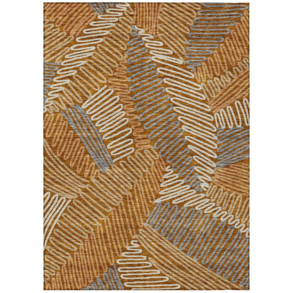 HomeRoots 9' Floral Washable Area Rug in Vibrant Orange, Beige, and Gray for Indoor and Outdoor Spaces 9' X 12' 593978