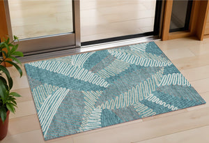 Homeroots 3' Floral Washable Area Rug In Artichoke Green, Brown, And Ivory For Indoor Or Outdoor Use 3' X 5' Polyester 593980