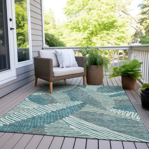 Homeroots 3' Floral Washable Area Rug In Artichoke Green, Brown, And Ivory For Indoor Or Outdoor Use 5' X 8' Polyester 593981