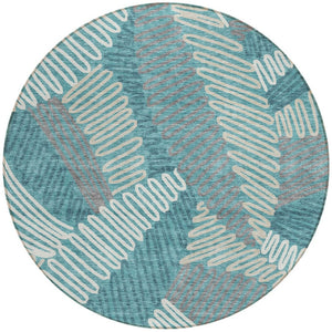 Homeroots 3' Floral Washable Area Rug In Artichoke Green, Brown, And Ivory For Indoor Or Outdoor Use 8' Round Polyester 593982
