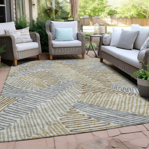 Homeroots 3' Floral Washable Area Rug In Artichoke Green, Brown, And Ivory For Indoor Or Outdoor Use 3' X 5' Polyester 593986