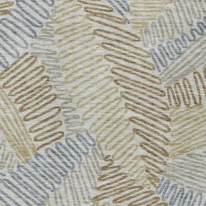 Homeroots 3' Floral Washable Area Rug In Artichoke Green, Brown, And Ivory For Indoor Or Outdoor Use 5' X 8' Polyester 593987