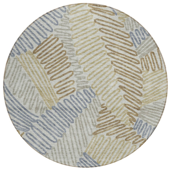 HomeRoots 5' Stylish Floral Area Rug - Durable, Machine Washable, Indoor/Outdoor Charm for Homes with Kids & Pets 8' Round 593988