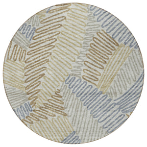 Homeroots 3' Floral Washable Area Rug In Artichoke Green, Brown, And Ivory For Indoor Or Outdoor Use 8' Round Polyester 593988