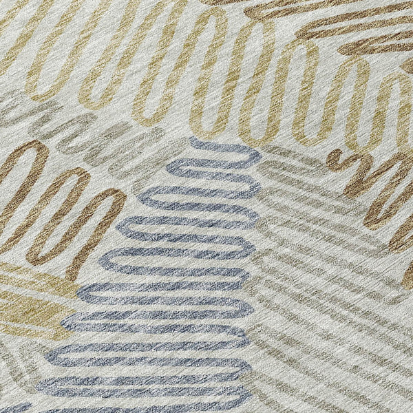 Homeroots 3' Floral Washable Area Rug In Artichoke Green, Brown, And Ivory For Indoor Or Outdoor Use 8' Round Polyester 593988