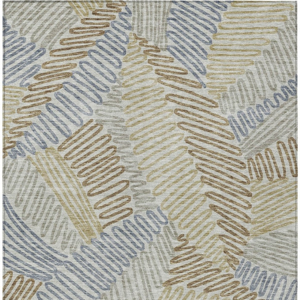 Homeroots 3' Floral Washable Area Rug In Artichoke Green, Brown, And Ivory For Indoor Or Outdoor Use 8' X 10' Polyester 593989