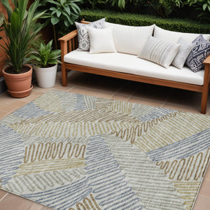 Homeroots 3' Floral Washable Area Rug In Artichoke Green, Brown, And Ivory For Indoor Or Outdoor Use 8' X 10' Polyester 593989
