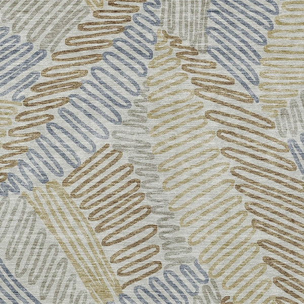 Homeroots 3' Floral Washable Area Rug In Artichoke Green, Brown, And Ivory For Indoor Or Outdoor Use 8' X 10' Polyester 593989