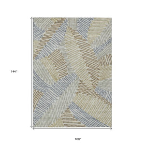 Homeroots 3' Floral Washable Area Rug In Artichoke Green, Brown, And Ivory For Indoor Or Outdoor Use 9' X 12' Polyester 593990
