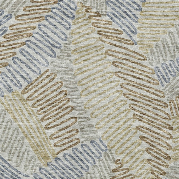 Homeroots 3' Floral Washable Area Rug In Artichoke Green, Brown, And Ivory For Indoor Or Outdoor Use 9' X 12' Polyester 593990