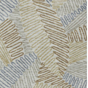 Homeroots 3' Floral Washable Area Rug In Artichoke Green, Brown, And Ivory For Indoor Or Outdoor Use 10' X 14' Polyester 593991