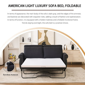 English Elm Sleeper Sofa Bed - Modern 2-Seater Convertible Couch With Memory Foam For Small Spaces, Dark Gray W3696S00005-GIGA