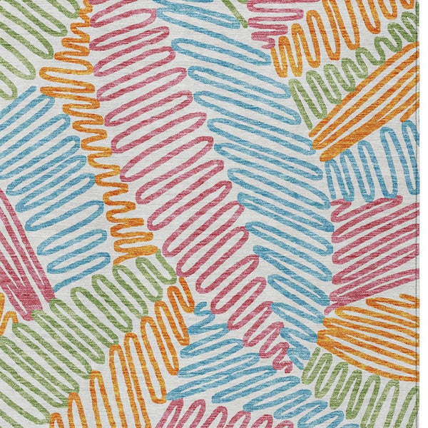 Homeroots 3' Floral Washable Area Rug In Artichoke Green, Brown, And Ivory For Indoor Or Outdoor Use 3' X 5' Polyester 593992