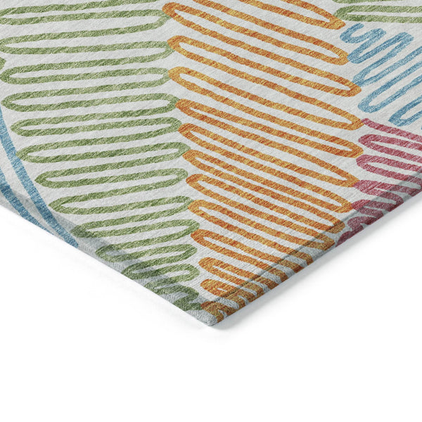 Homeroots 3' Floral Washable Area Rug In Artichoke Green, Brown, And Ivory For Indoor Or Outdoor Use 5' X 8' Polyester 593993