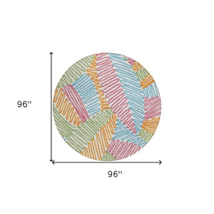 Homeroots 3' Floral Washable Area Rug In Artichoke Green, Brown, And Ivory For Indoor Or Outdoor Use 8' Round Polyester 593994