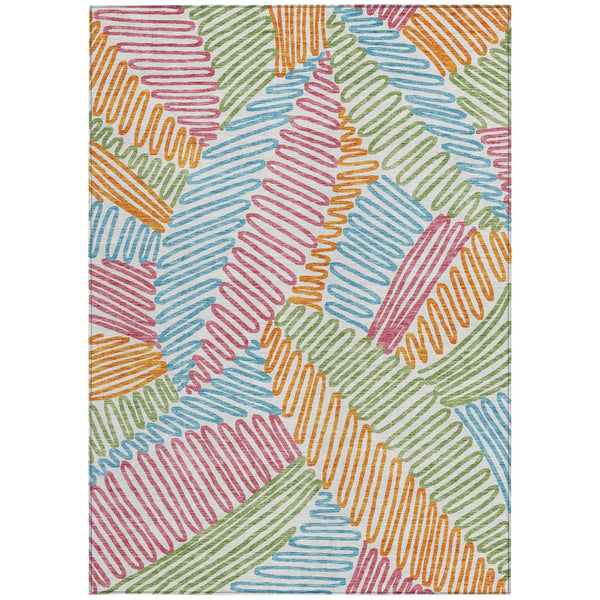 Homeroots 3' Floral Washable Area Rug In Artichoke Green, Brown, And Ivory For Indoor Or Outdoor Use 8' X 10' Polyester 593995