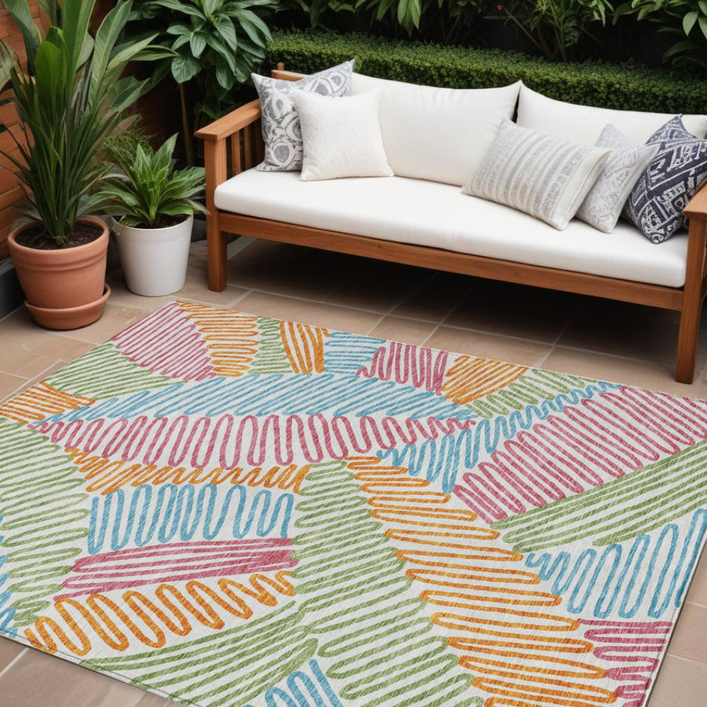 HomeRoots 9' Vibrant Floral Washable Area Rug for Indoor & Outdoor Use – Durable, Stylish, and Easy to Clean 9' X 12' 593996