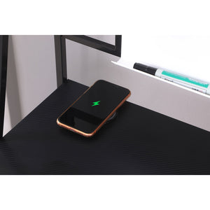 English Elm Darby Mid-Century Metal Writing Desk with Wireless Charger, USB Ports & Power Outlets in Black Gunmetal B062P351424