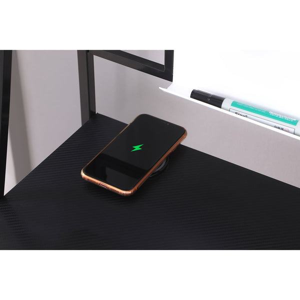 English Elm Darby Mid-Century Metal Writing Desk with Wireless Charger, USB Ports & Power Outlets in Black Gunmetal B062P351424