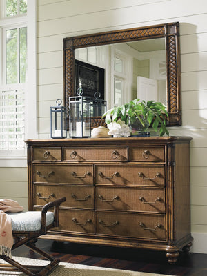 Lexington Tommy Bahama Home Breakers Double Dresser - Elegant Island-inspired Design With 9 Drawers And Woven Raffia Accents Caribbean Sunset  593-222