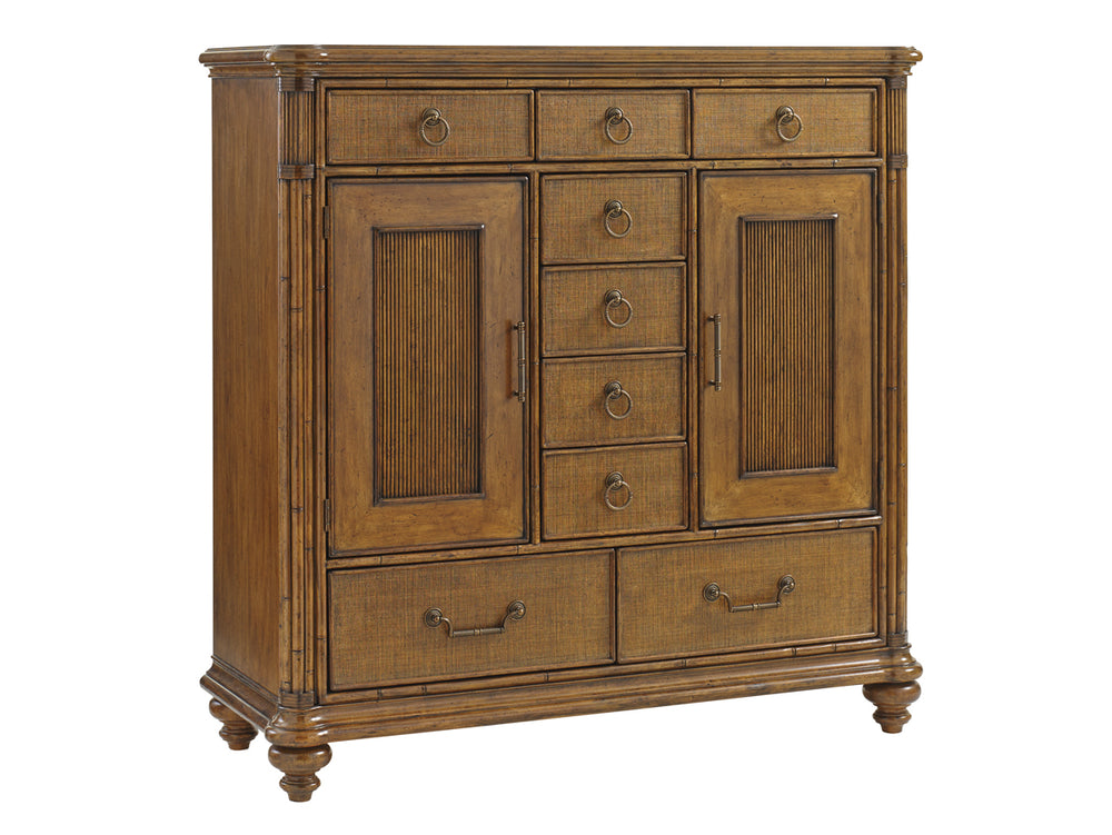 Lexington Tommy Bahama Home Balencia Elegant Chest - Inviting Storage Solution With 9 Drawers & Rattan Accents For Your Home Retreat Caribbean Sunset  593-329