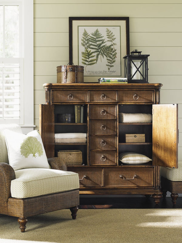 Lexington Tommy Bahama Home Balencia Elegant Chest - Inviting Storage Solution With 9 Drawers & Rattan Accents For Your Home Retreat Caribbean Sunset  593-329