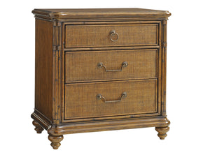 Lexington Tommy Bahama Home Sojourn Nightstand - Handcrafted Elegance With Woven Raffia, Bamboo Accents, And Timeless Style Caribbean Sunset  593-621