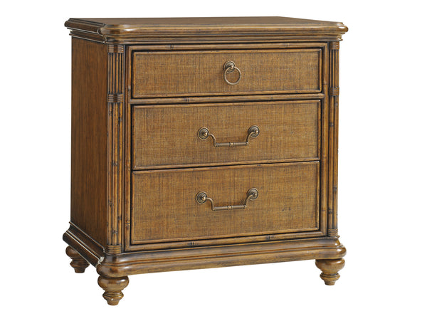 Lexington Tommy Bahama Home Sojourn Nightstand - Handcrafted Elegance With Woven Raffia, Bamboo Accents, And Timeless Style Caribbean Sunset  593-621