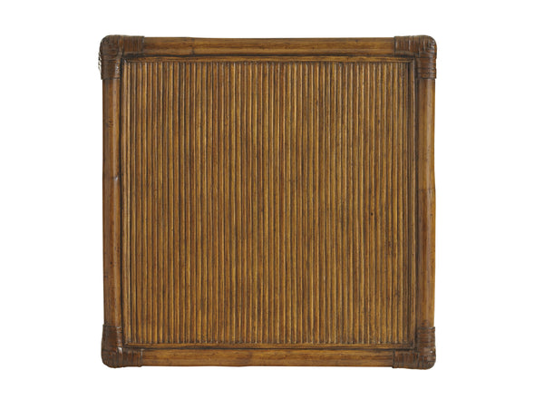 Lexington Tommy Bahama Home Del Sol Bedside Table - Elegant Caribbean-inspired Design With Rattan Shelves & Leather Accents Caribbean Sunset  593-622