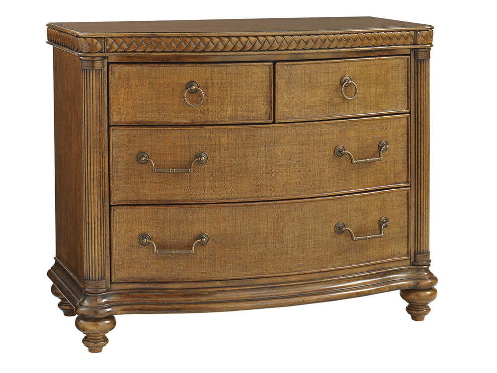 Lexington Tommy Bahama Home Silver Sands Bachelors Chest - Elegant Caribbean-style Furniture With Woven Raffia And Custom Hardware Caribbean Sunset  593-624