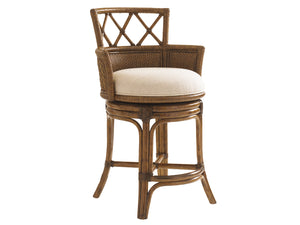 Lexington Tommy Bahama Home Kamala Swivel Stool - Embrace Relaxed Island Living With Elegant Rattan Design And Plush Comfort Caribbean Sunset  593-815-01