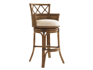 Lexington Tommy Bahama Home Kamala Swivel Stool - Embrace Relaxed Island Living With Elegant Rattan Design And Plush Comfort Caribbean Sunset  593-816-01