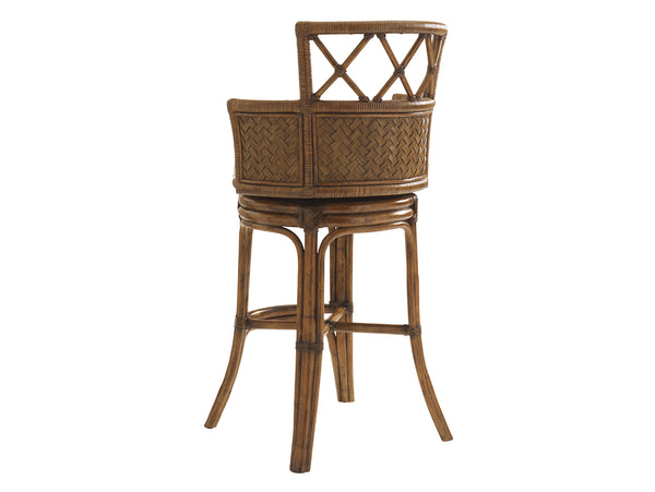 Lexington Tommy Bahama Home Kamala Swivel Stool - Embrace Relaxed Island Living With Elegant Rattan Design And Plush Comfort Caribbean Sunset  593-816-01