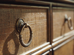 Lexington Tommy Bahama Home Trident Buffet: Exquisite Caribbean-inspired Design With Woven Raffia, Rattan, And Elegant Storage Solutions Caribbean Sunset  593-852