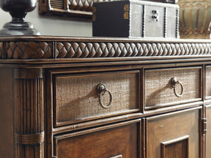 Lexington Tommy Bahama Home Trident Buffet: Exquisite Caribbean-inspired Design With Woven Raffia, Rattan, And Elegant Storage Solutions Caribbean Sunset  593-852