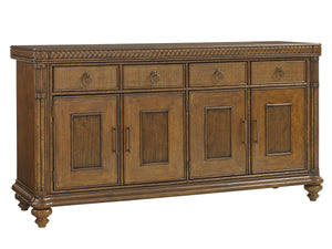 Lexington Tommy Bahama Home Trident Buffet: Exquisite Caribbean-inspired Design With Woven Raffia, Rattan, And Elegant Storage Solutions Caribbean Sunset  593-852