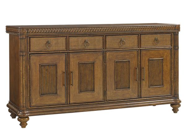 Lexington Tommy Bahama Home Trident Buffet: Exquisite Caribbean-inspired Design With Woven Raffia, Rattan, And Elegant Storage Solutions Caribbean Sunset  593-852