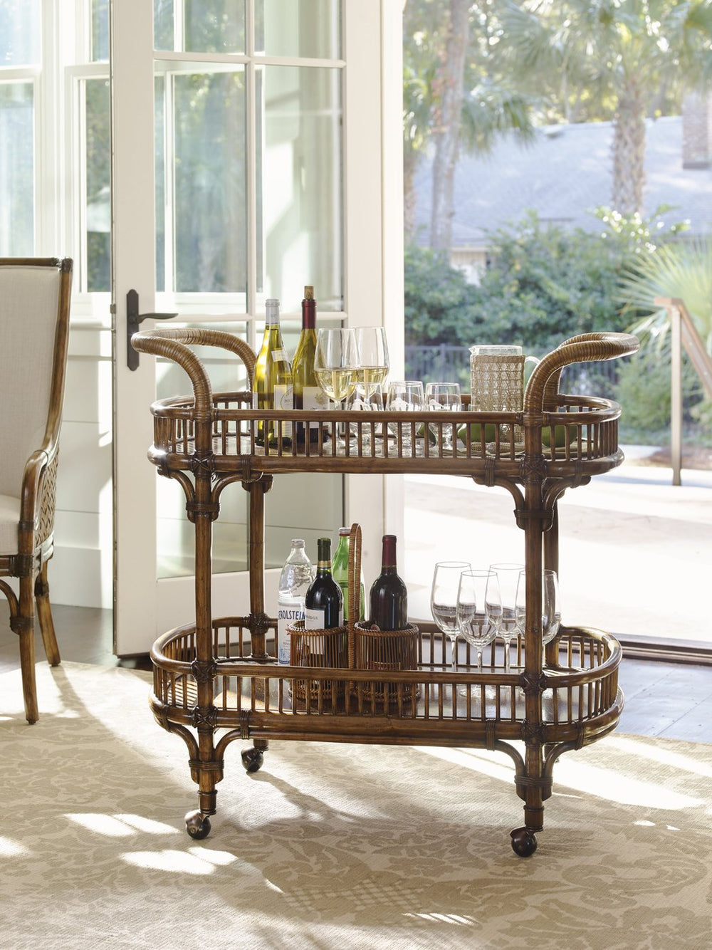 Lexington Tommy Bahama Home Veranda Bar Cart - Embrace Island Living With Handcrafted Elegance And Timeless Tropical Charm Caribbean Sunset  593-862