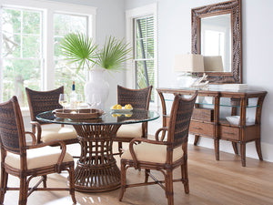 Lexington Tommy Bahama Home Seabrook Landscape Mirror - Elegant Wood Framed Palm Frond Design For A Relaxed Island Home Vibe Caribbean Sunset  593-206