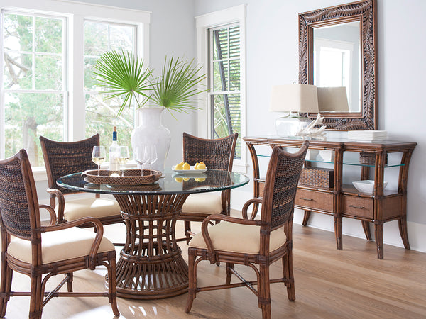 Lexington Tommy Bahama Home Seabrook Landscape Mirror - Elegant Wood Framed Palm Frond Design For A Relaxed Island Home Vibe Caribbean Sunset  593-206